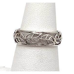925 RJ Graziano Ring Sterling Silver Leaves Open Work Band 6